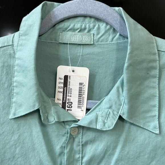 CP Shades Romy Cotton Button Down Shirt Mint Green, Size M - Picture 2 of 6